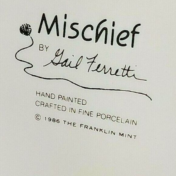 Mischief By Gail Ferretti Figurine Kittens Spilling‎ Milk 1986 Franklin Mint VTG - Picture 4 of 8